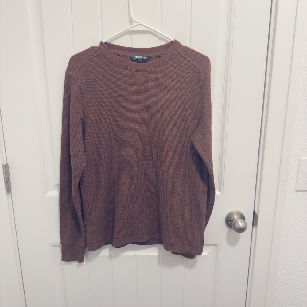 Toad&Co Men's Brown Waffle Thermal Long Sleeve Tee Size Small